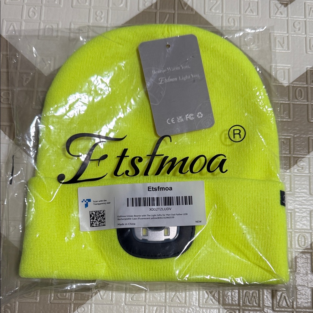 Bright Yellow Beanie with light